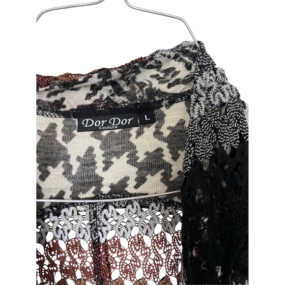 Artsy Boho Kimono Over Piece Mixed Material Witchy Completer Piece Size Large - Picture 10 of 12